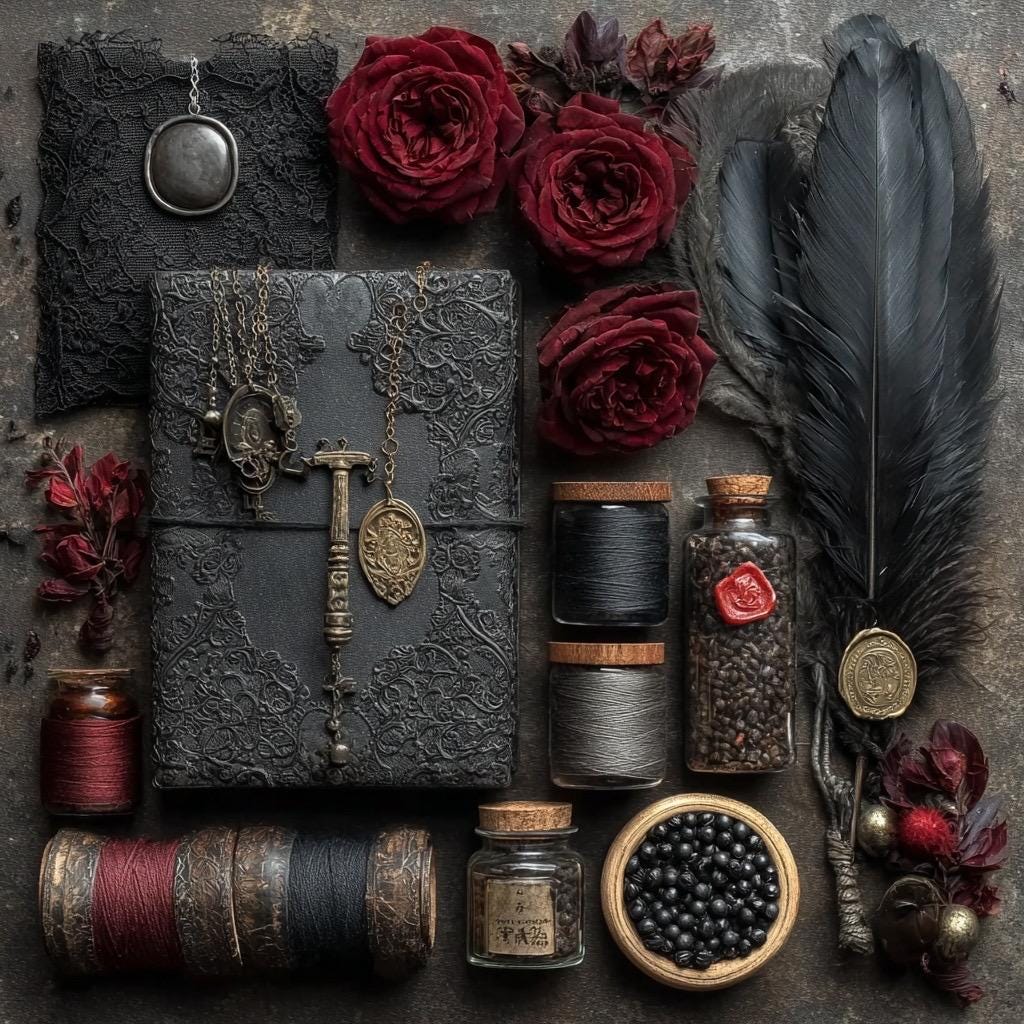 Mystery Gothic Craft Box + DIY Projektset Dunkle Künste Basteln, Hexen-Ephemera, Gothic DIY Kit, HRM Kuratierte Makabre Box