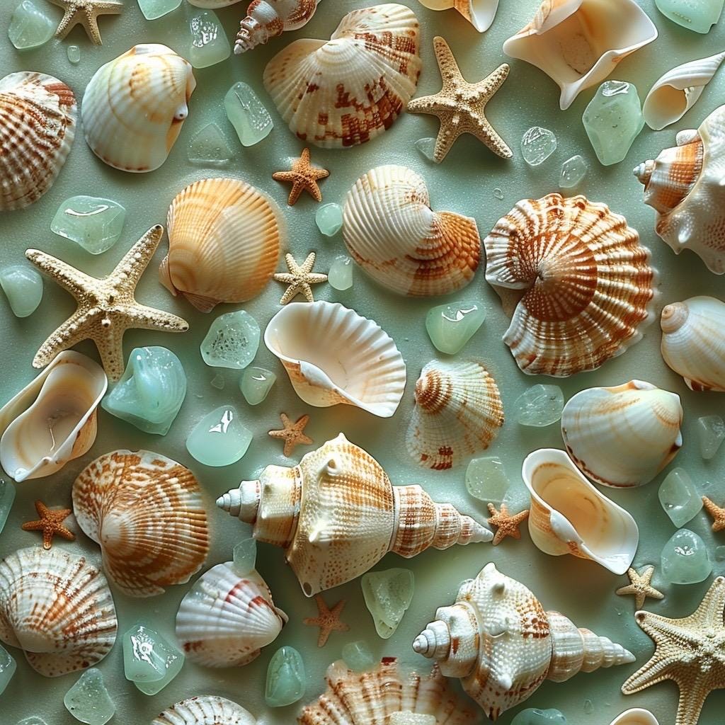 Strandmuscheln & Echte Haizähne Mix  Meerjungfrauen-Core Bastelbedarf
