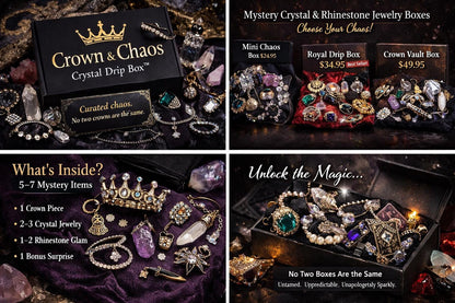 Crystal & Rhinestone Jewelry Box  Gothic Glam, Witchy Sparkle, Curated Chaos Surprise