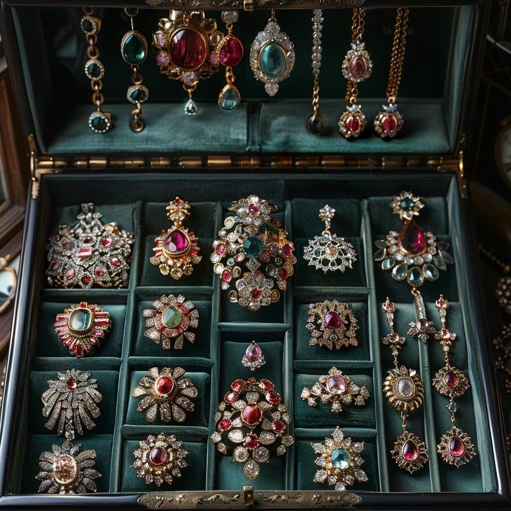 Crystal & Rhinestone Jewelry Box  Gothic Glam, Witchy Sparkle, Curated Chaos Surprise