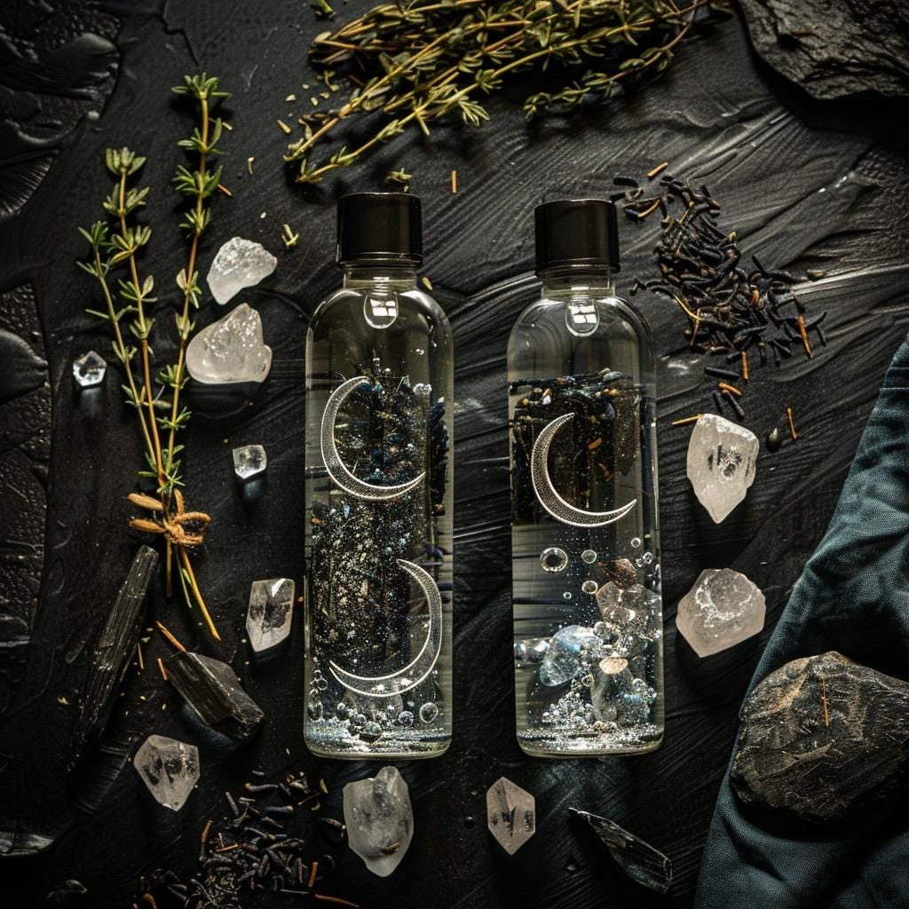Moon Water Ritual Set | 2 Bottles | Current Lunar Phase | Charged Ritual Water | Witchy Altar Supply | Free US Shipping