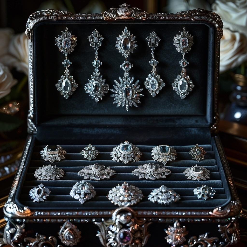 Crystal & Rhinestone Jewelry Box  Gothic Glam, Witchy Sparkle, Curated Chaos Surprise