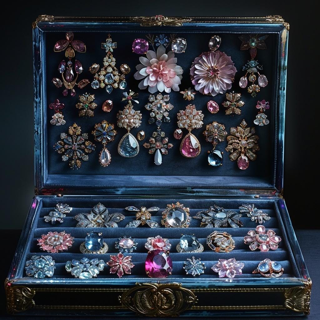 Crystal & Rhinestone Jewelry Box  Gothic Glam, Witchy Sparkle, Curated Chaos Surprise