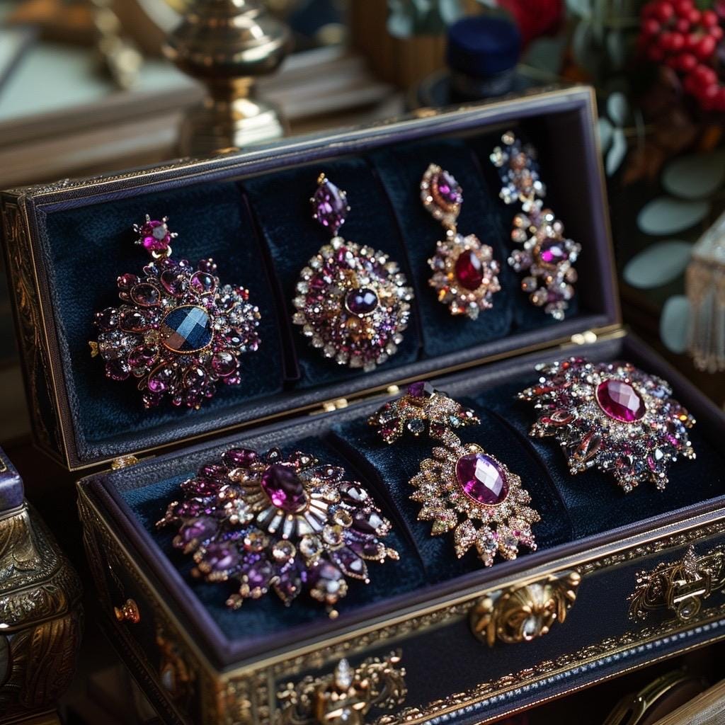 Crystal & Rhinestone Jewelry Box  Gothic Glam, Witchy Sparkle, Curated Chaos Surprise