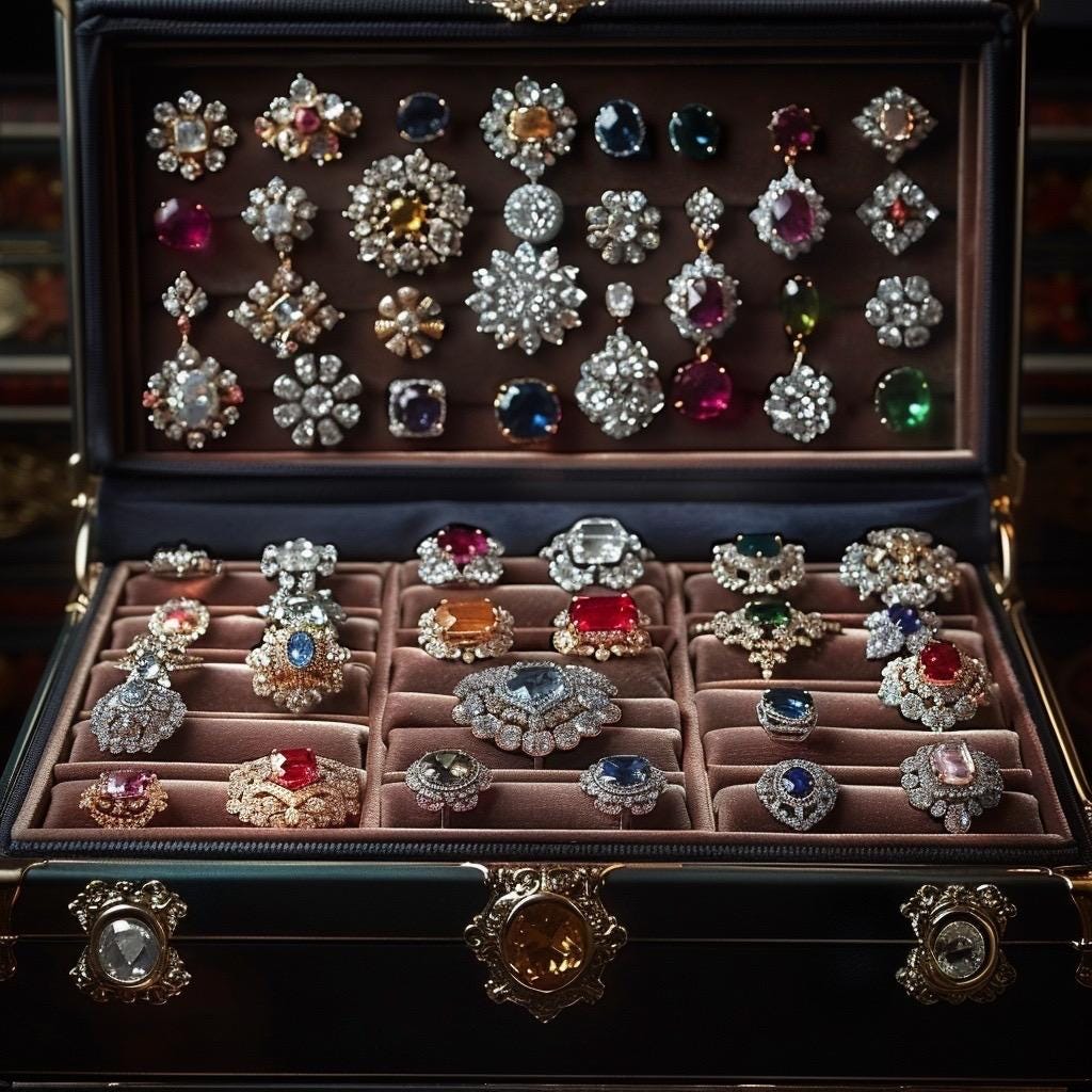 Crystal & Rhinestone Jewelry Box  Gothic Glam, Witchy Sparkle, Curated Chaos Surprise