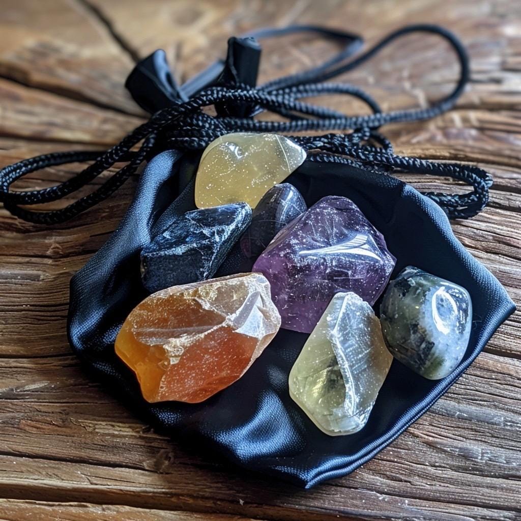 Crystal  Mystery Teaser Bag | Tiny  Stones | Witchy Pocket Crystals | Curated  Gift