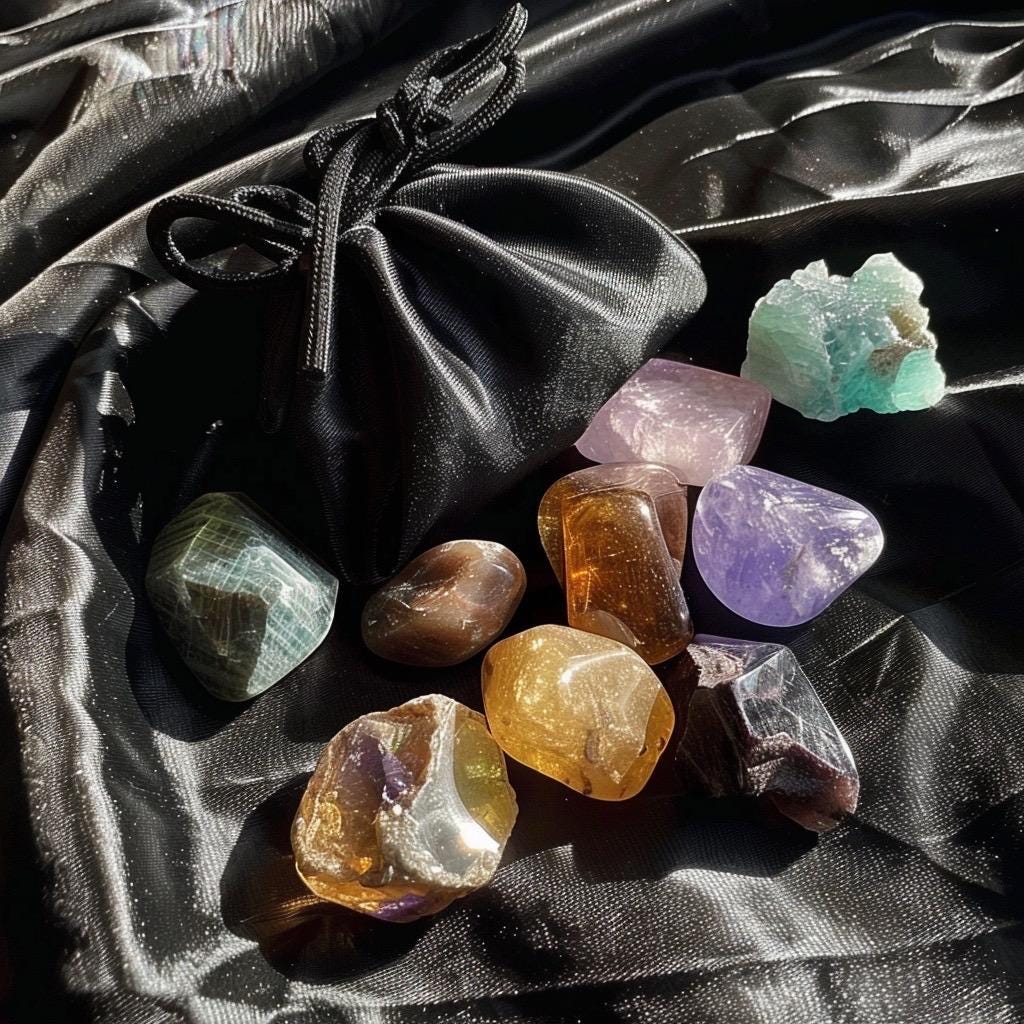 Crystal  Mystery Teaser Bag | Tiny  Stones | Witchy Pocket Crystals | Curated  Gift