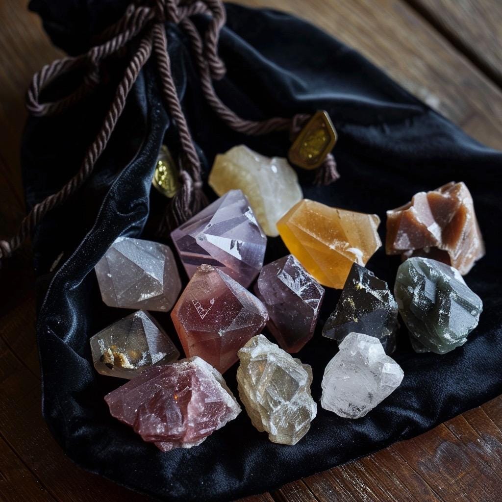 Crystal  Mystery Teaser Bag | Tiny  Stones | Witchy Pocket Crystals | Curated  Gift