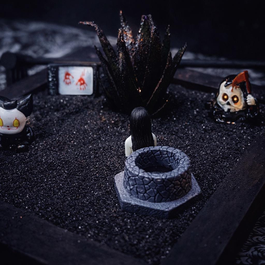 Mini Gothic Zen Garden  Bat, Raven, Coffin, Hexagon Tray Options  Witchy Desk Décor, Dark Academia Stress Relief Kit, HRM Edition