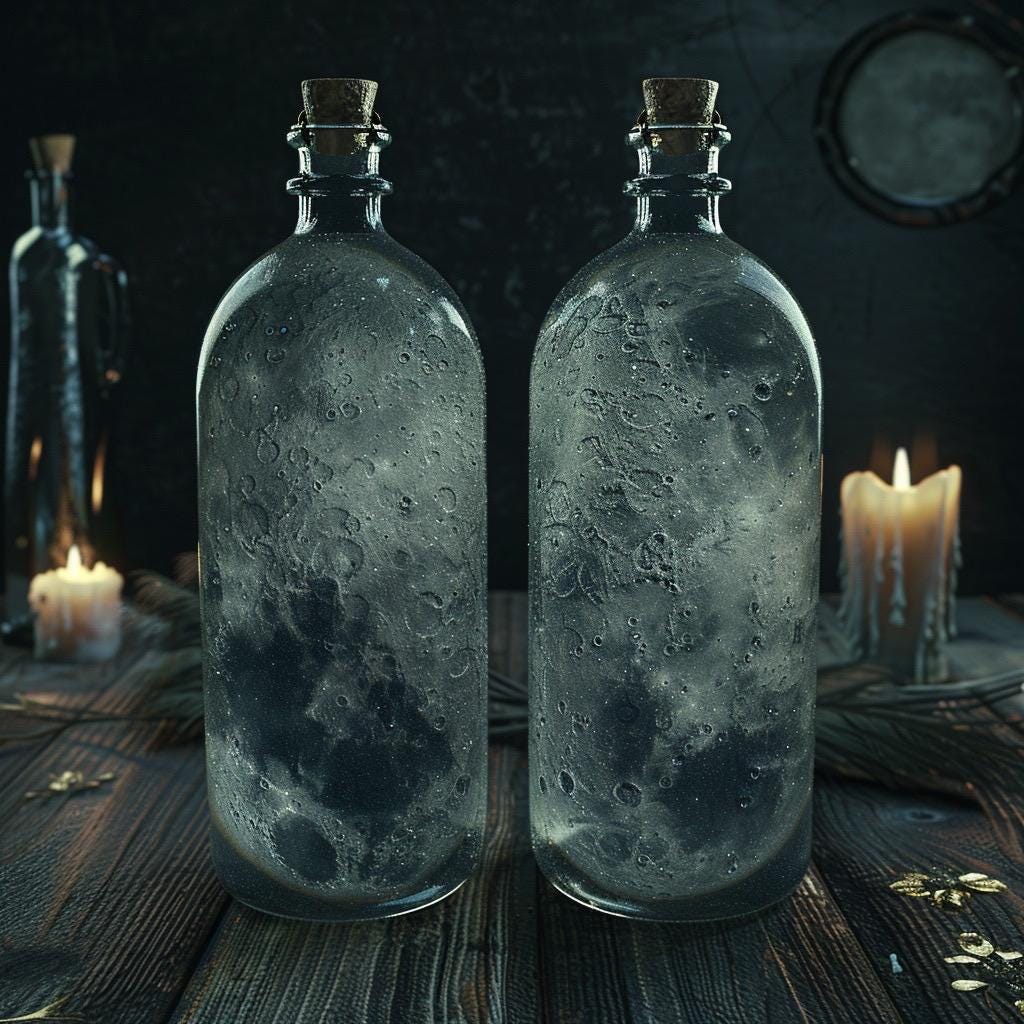 Moon Water Ritual Set | 2 Bottles | Current Lunar Phase | Charged Ritual Water | Witchy Altar Supply | Free US Shipping