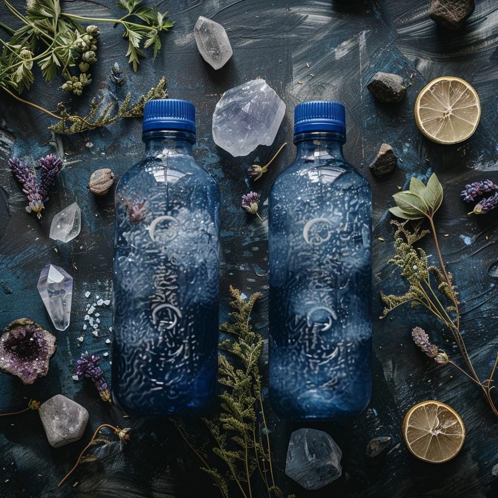 Moon Water Ritual Set | 2 Bottles | Current Lunar Phase | Charged Ritual Water | Witchy Altar Supply | Free US Shipping