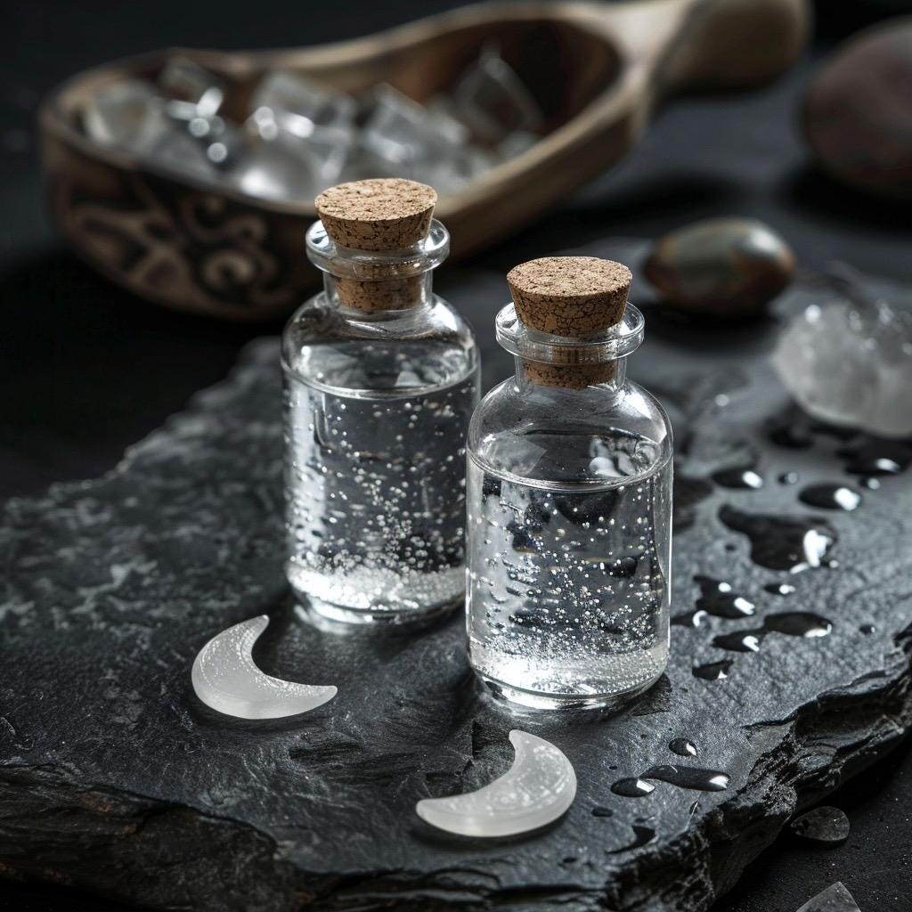 Moon Water Ritual Set | 2 Bottles | Current Lunar Phase | Charged Ritual Water | Witchy Altar Supply | Free US Shipping