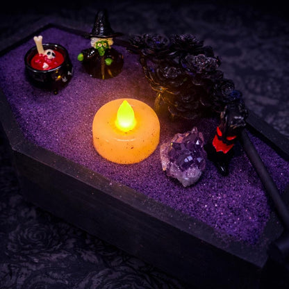 Mini Gothic Zen Garden  Bat, Raven, Coffin, Hexagon Tray Options  Witchy Desk Décor, Dark Academia Stress Relief Kit, HRM Edition