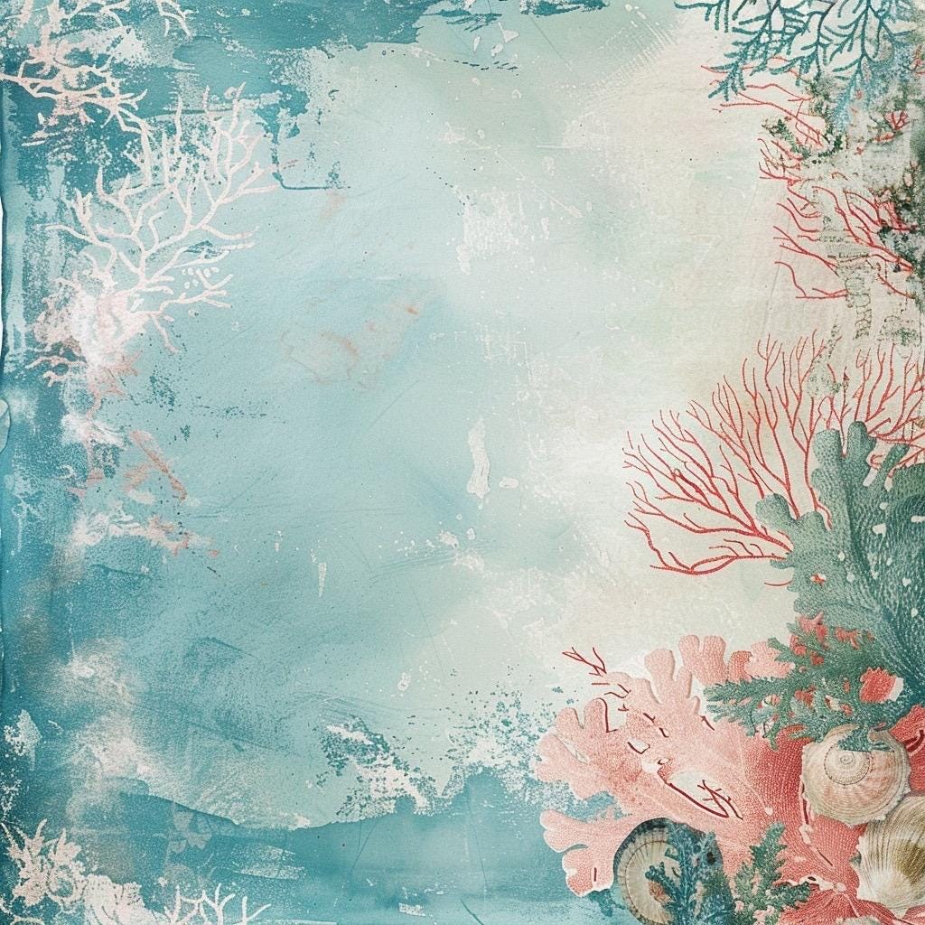 Mermaid Mystery Paper Pack | Whimsical Mermaidcore Scrapbook Paper | Luxury Ocean Junk Journal Pages | Under the Sea Craft Supplies