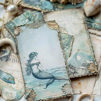 Mermaid Mystery Paper Pack | Whimsical Mermaidcore Scrapbook Paper | Luxury Ocean Junk Journal Pages | Under the Sea Craft Supplies