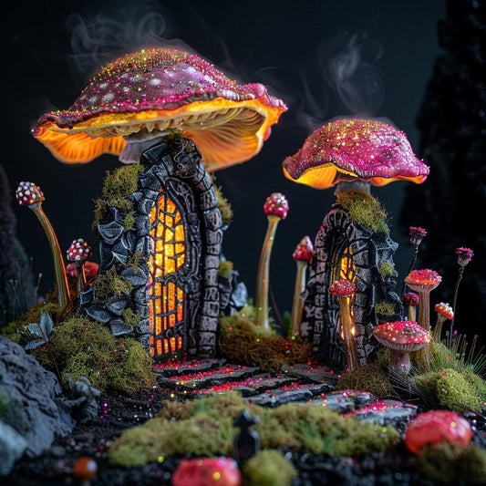 Pastel Goth Fairy Garden Kit  Candy Court Glow Arch Windowsill Mini Garden | Gothic DIY Miniature Decor with Glow in the Dark Details