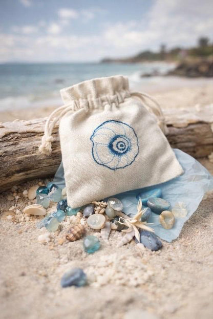 Meerjungfrauen-Schmuckbeutel Strandmuschel & Ozean-Kuriositäten-Geschenkset Muscheln, Haifischzähne Küstenandenken
