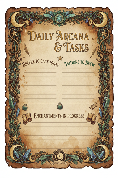 Enchanted Moon & Magic Planner Pages — Printable Fantasy Journal Bundle (PDF)