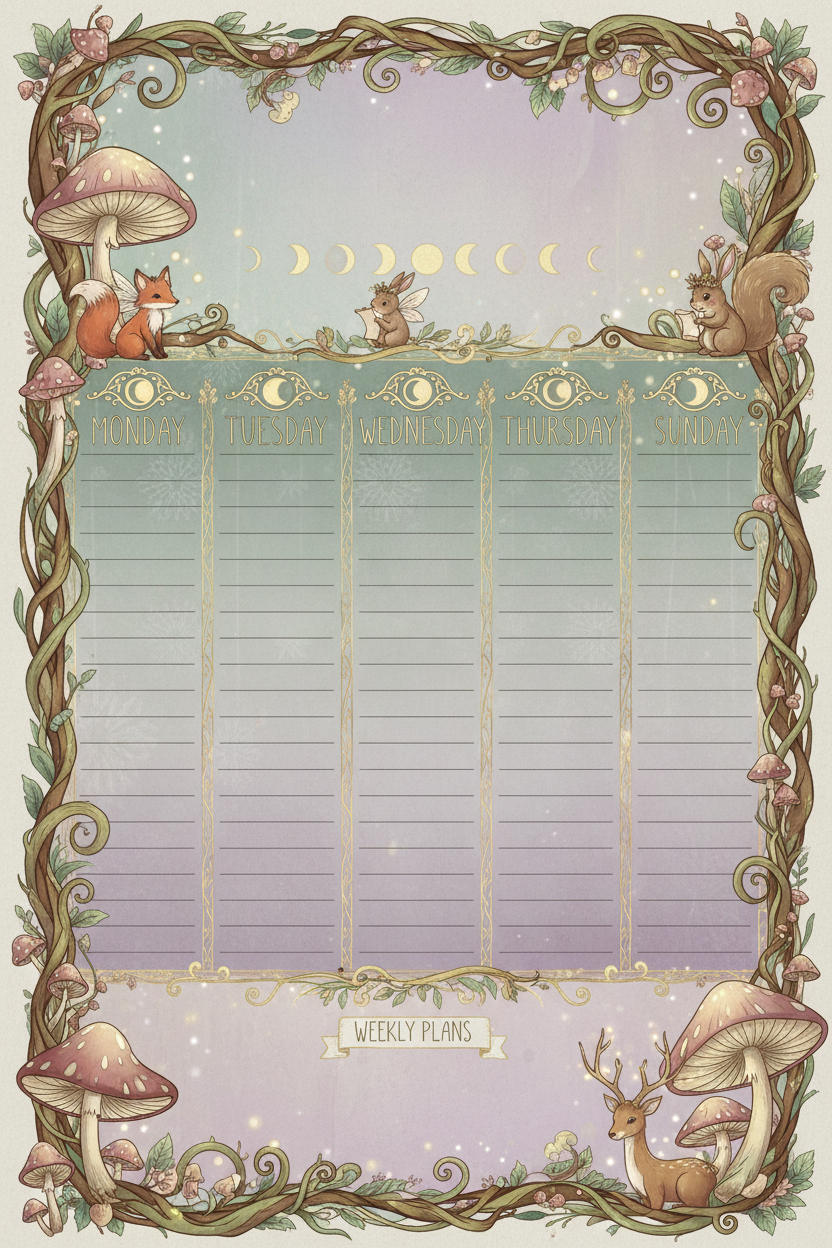 Enchanted Moon & Magic Planner Pages — Printable Fantasy Journal Bundle (PDF)