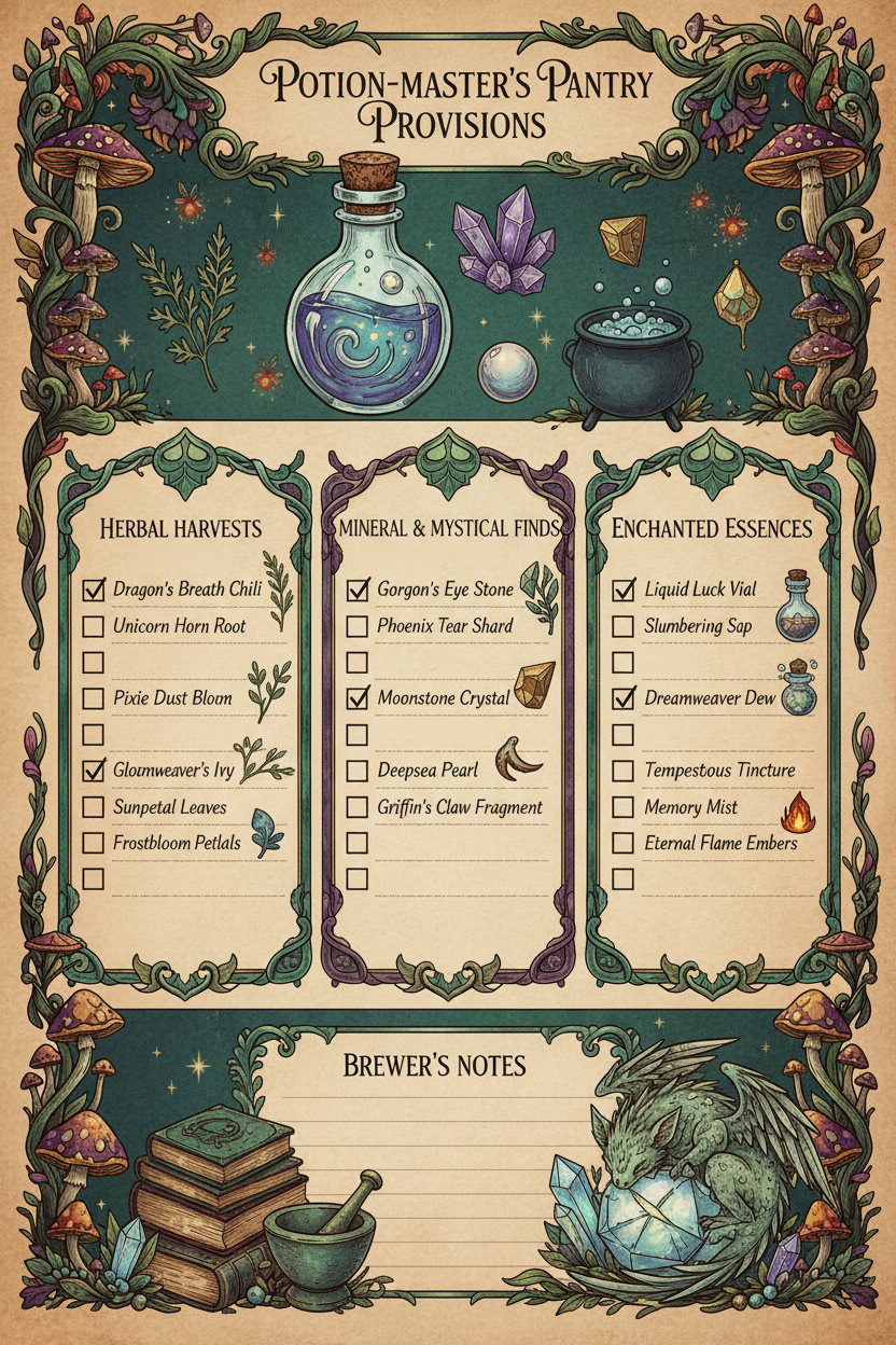 Enchanted Moon & Magic Planner Pages — Printable Fantasy Journal Bundle (PDF)