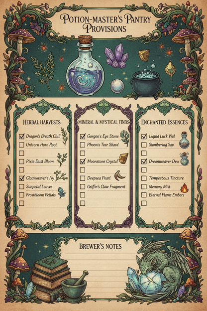 Enchanted Moon & Magic Planner Pages — Printable Fantasy Journal Bundle (PDF)