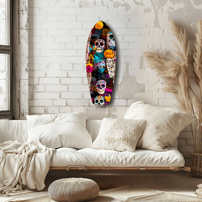 Colorful Skulls Glass Wall Art