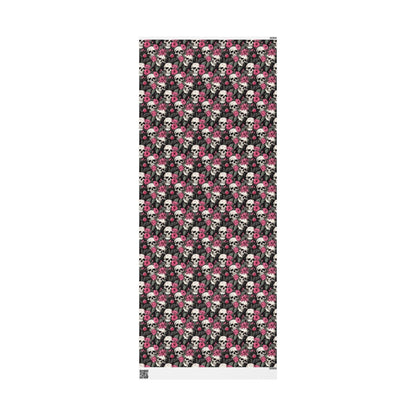 Pink Flowers and Skulls Gift Wrap