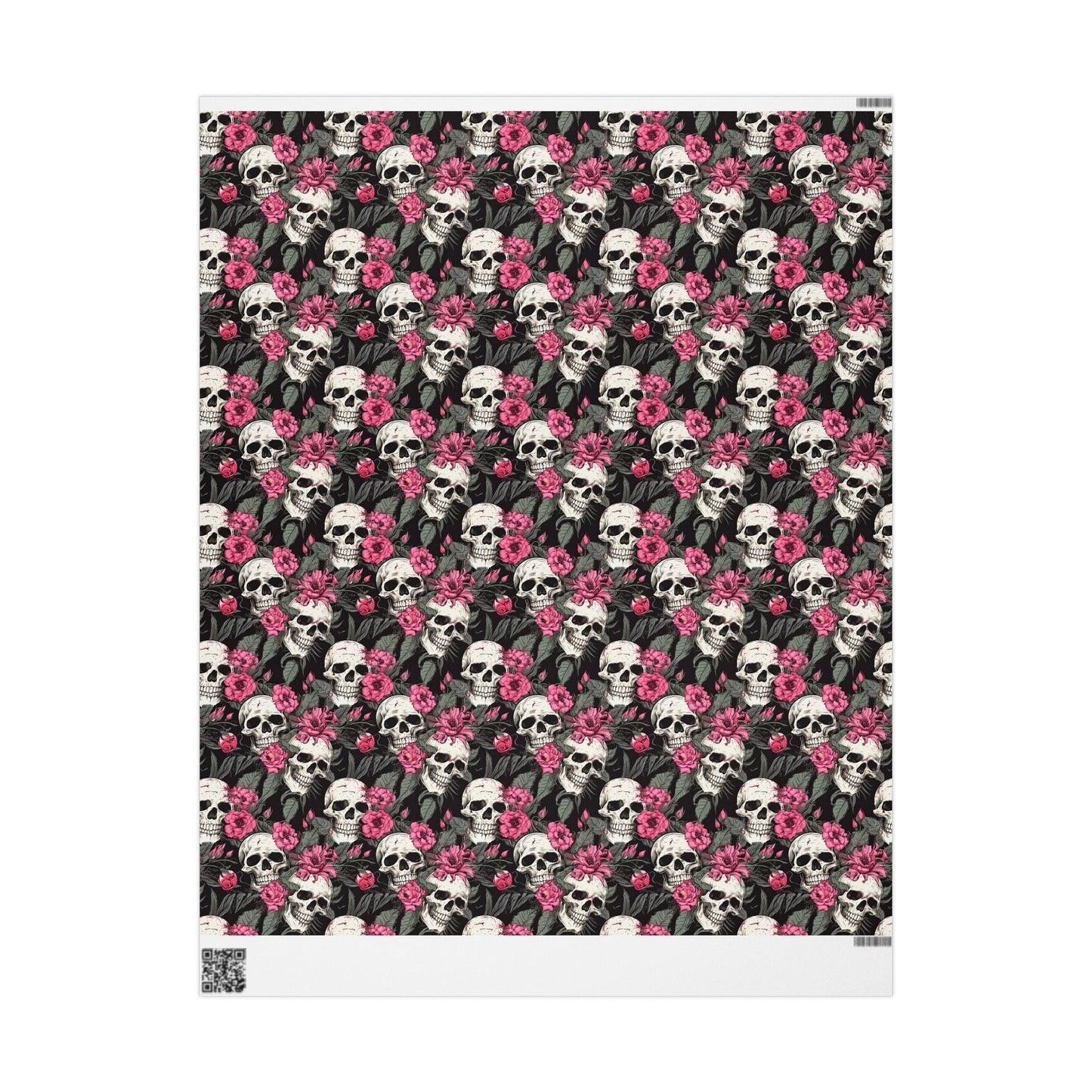 Pink Flowers and Skulls Gift Wrap