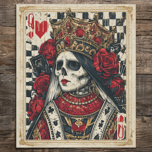 The Mad Queen’s Gallery Collection™ – Queen of Hearts Skeleton Collection (Set of 4 Gothic Fantasy Art Prints)