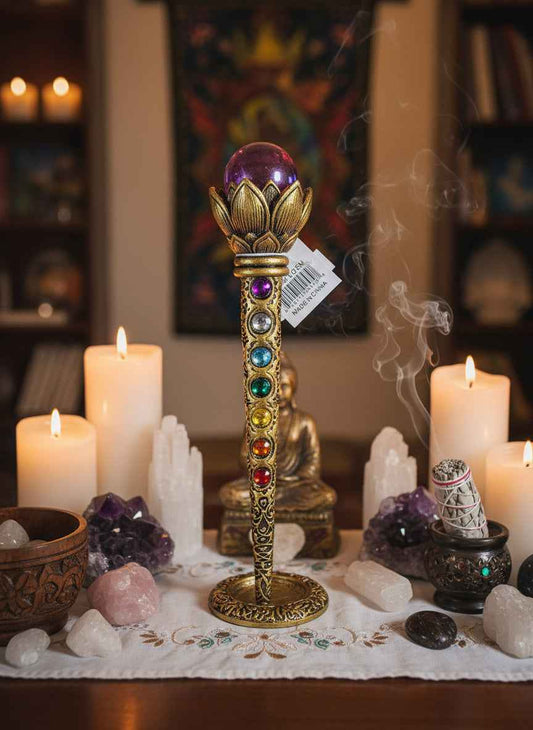 Magic Wand With Ball & Chakra Stones for Energy Healing