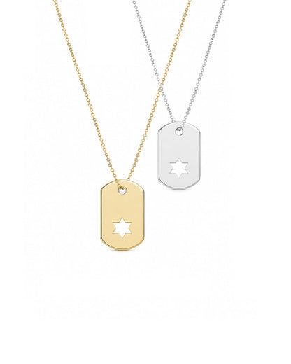 Star of David ID Tag Necklace